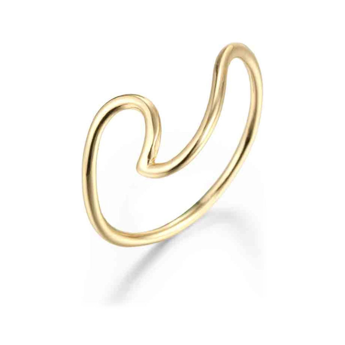 Anillo Ola Plata de Ley 925 en dorado, anillo con línea ondulada