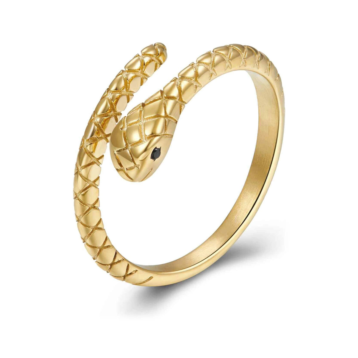 Anillo Serpiente de Plata de Ley en dorado, anillo abierto con forma de serpiente