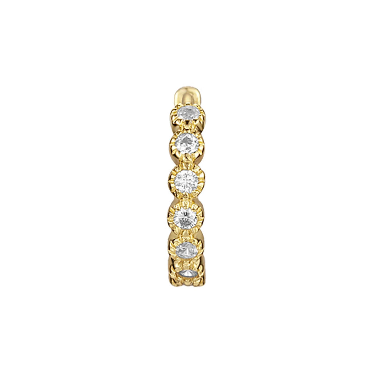 Aro 13mm Circonitas Redondas en dorado, de frente con fila de circonitas