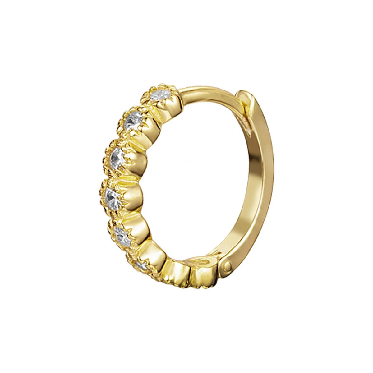 Aro 13mm Circonitas Redondas en dorado, en diagonal con el aro completo