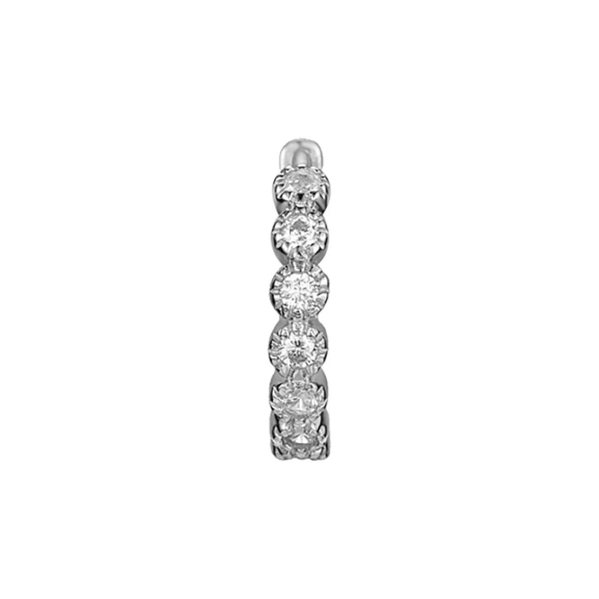 Aro 13mm Circonitas Redondas en plata, de frente con fila de circonitas