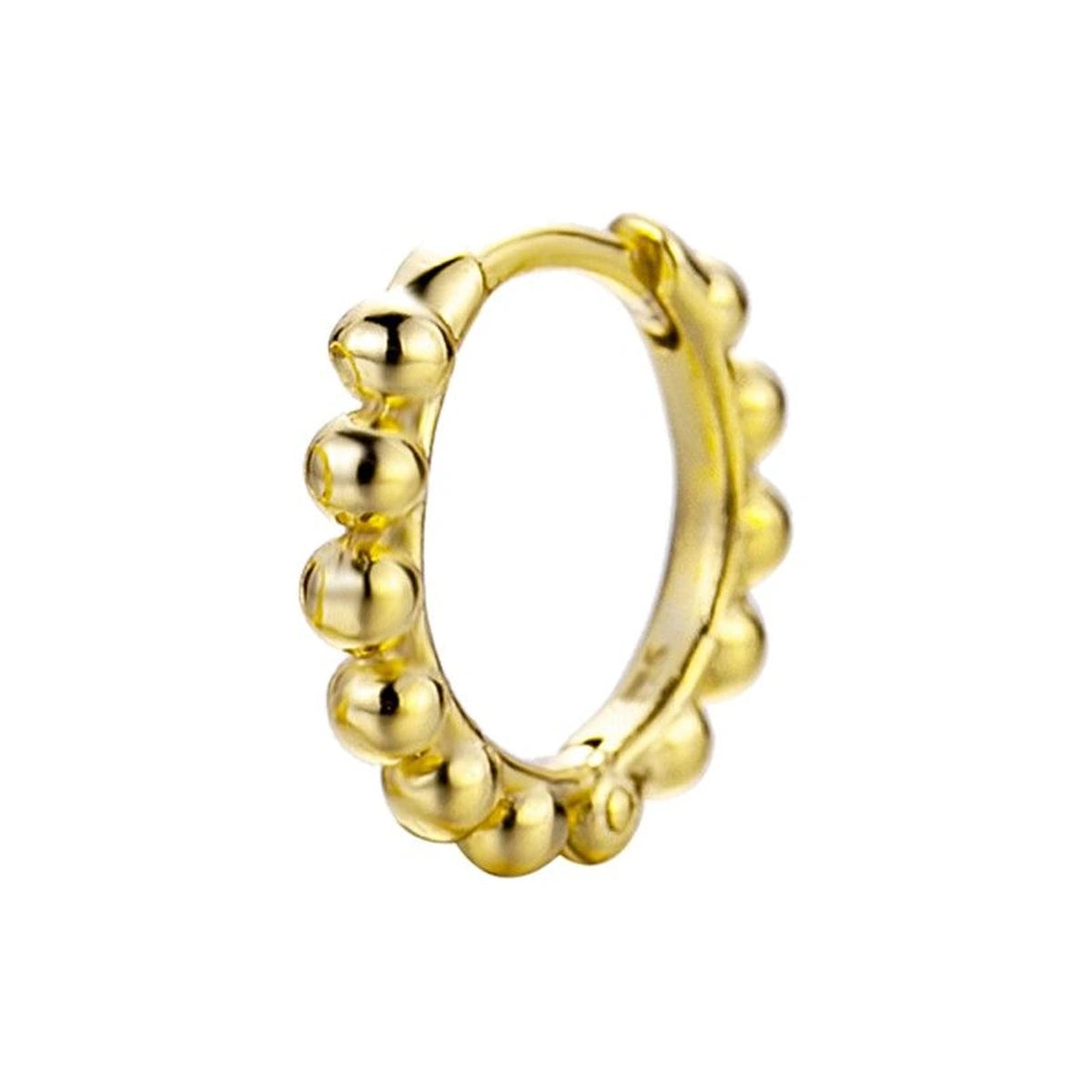 Aro Bolitas 12 mm en dorado, en diagonal con el aro completo