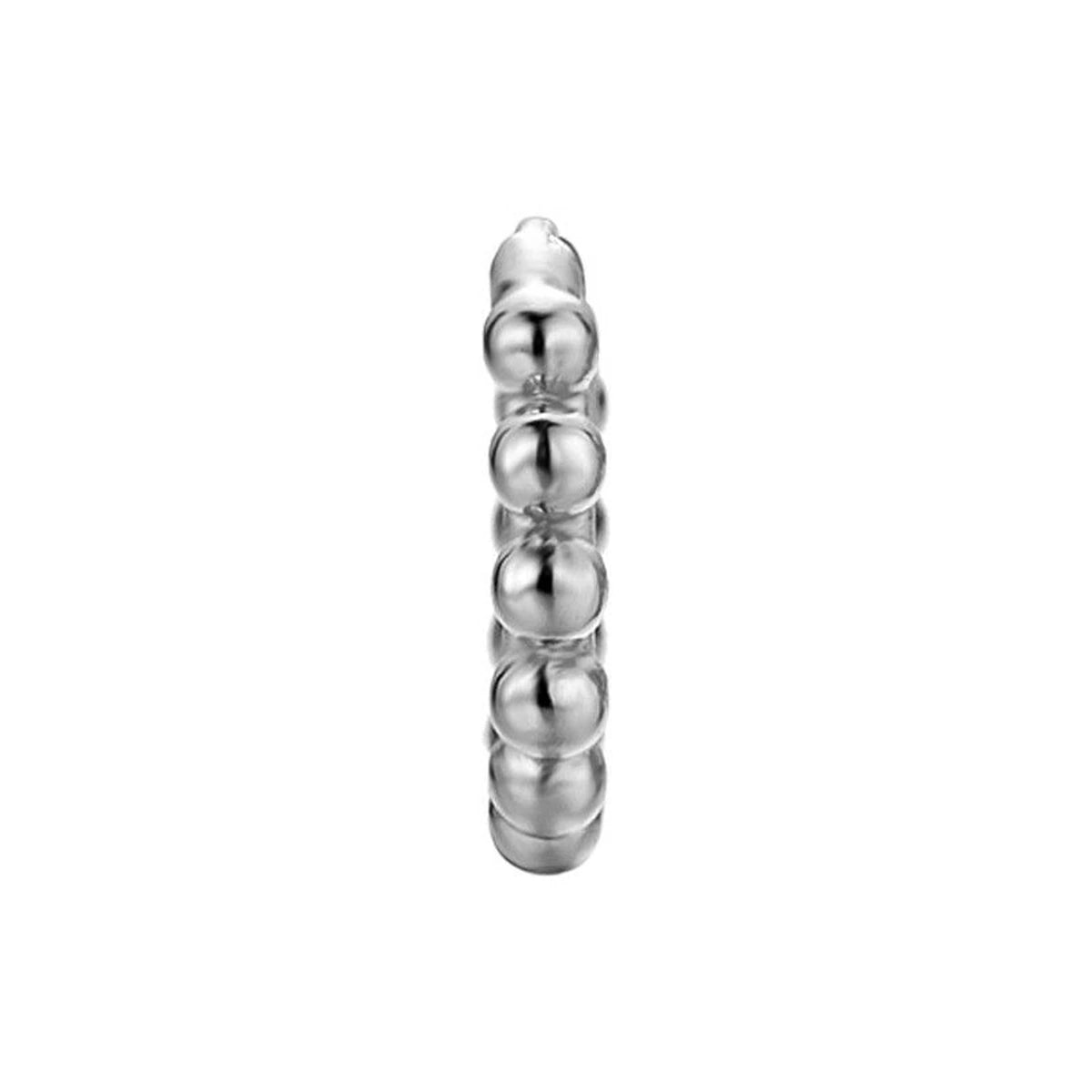 Aro Bolitas 12 mm en plata, de perfil con la fila de bolitas