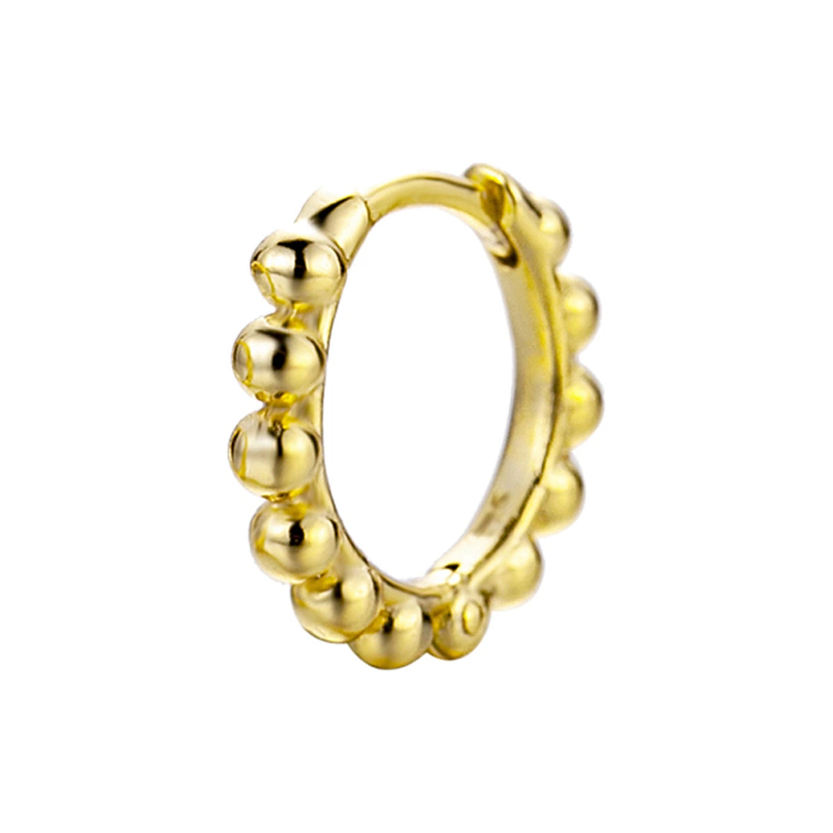 Aro Bolitas 13mm en dorado, en diagonal con el aro completo
