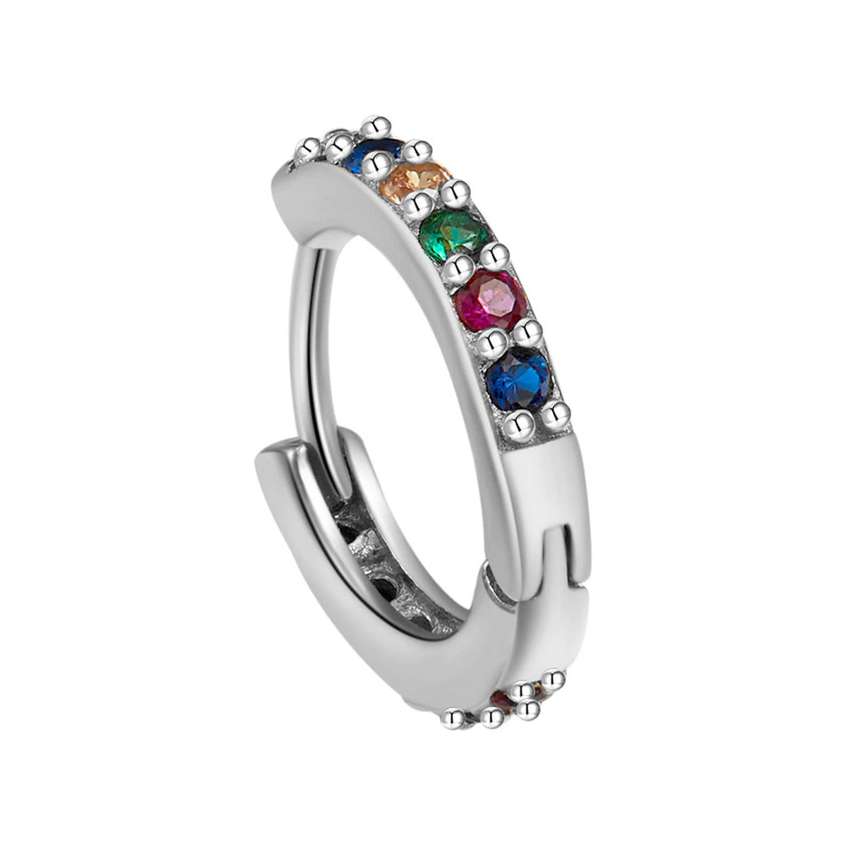 Aro Click Multicolor 12 mm en plata, en diagonal con cierre de bisagra