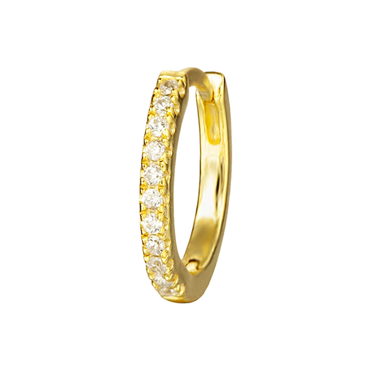 Aro Fino con Circonitas en dorado, aro fino con fila de circonitas