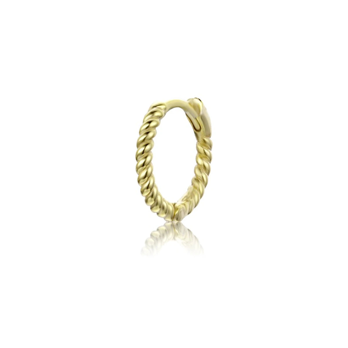 Aro Trenzado 10mm en dorado, de frente con el aro completo