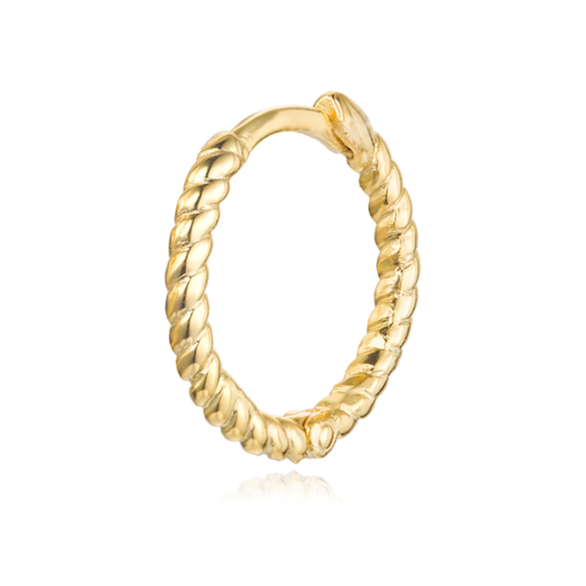 Aro Trenzado 12mm en dorado, de frente con el aro completo