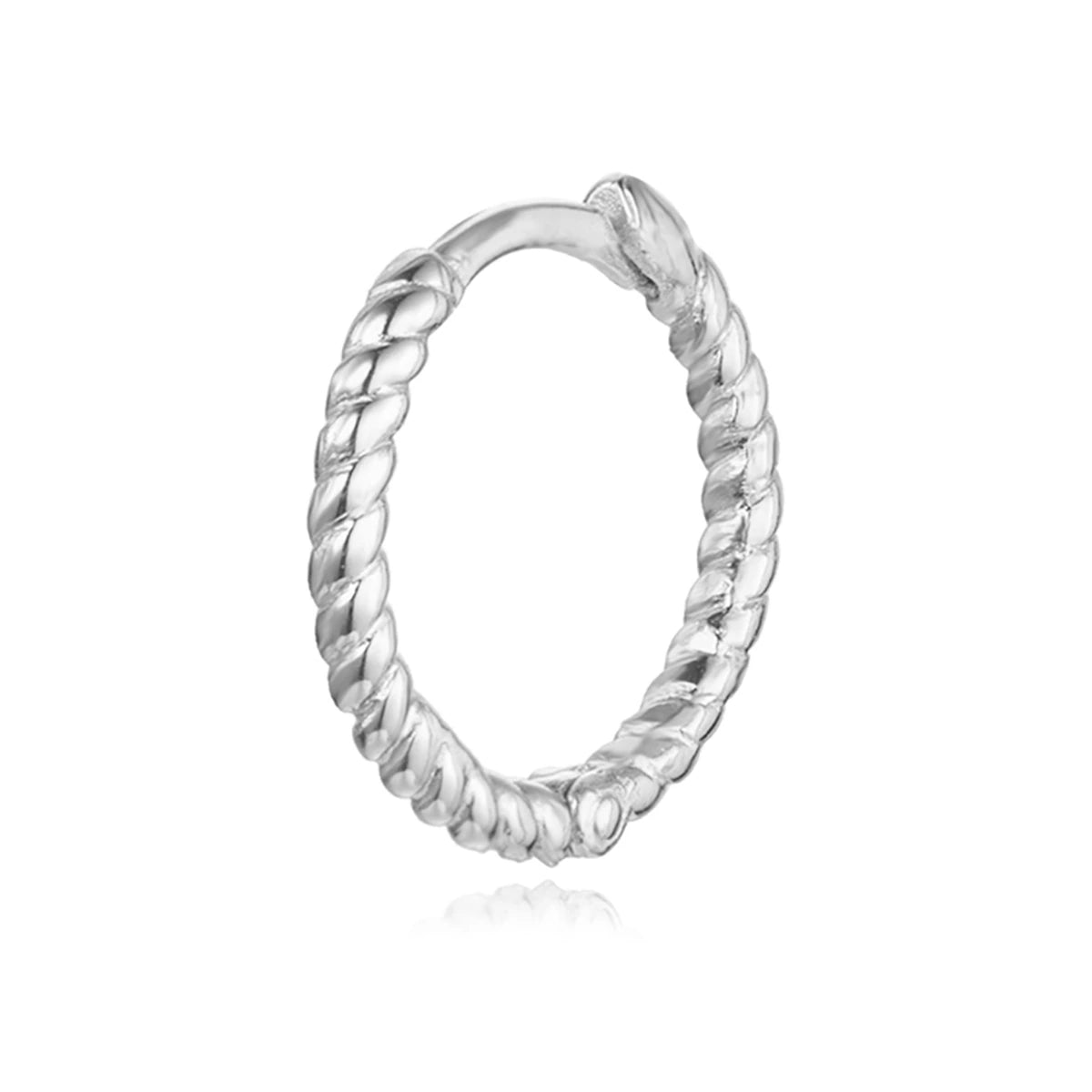Aro Trenzado 12mm en plata, de frente con el aro completo