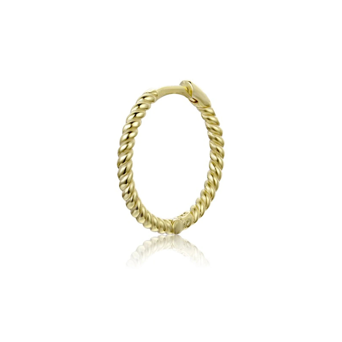 Aro Trenzado 15mm en dorado, de frente con el aro completo