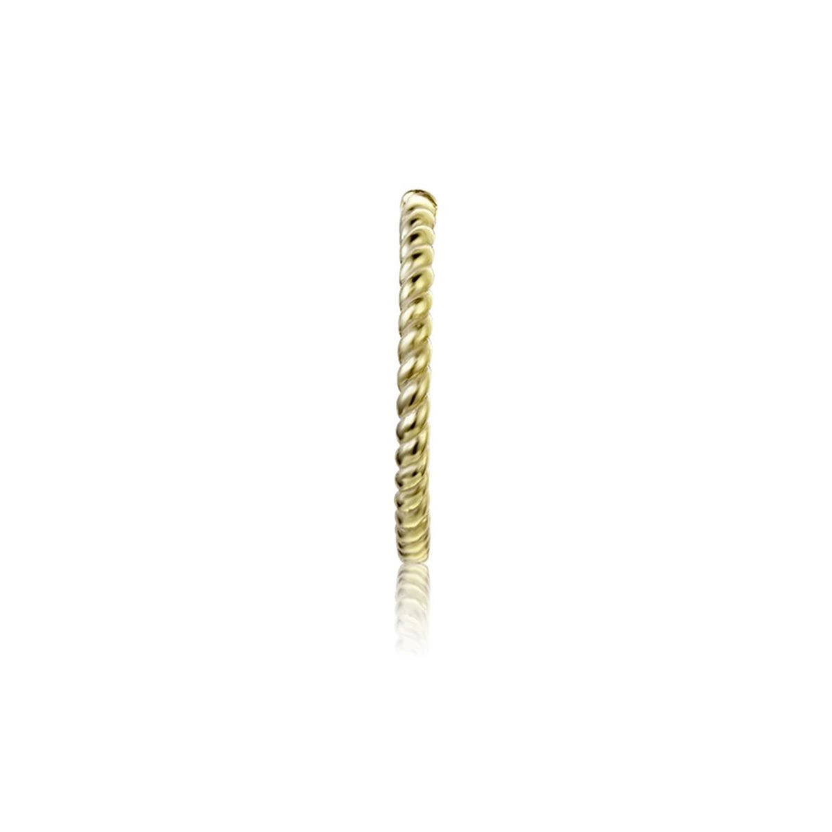 Aro Trenzado 15mm en dorado, de perfil con el trenzado visible