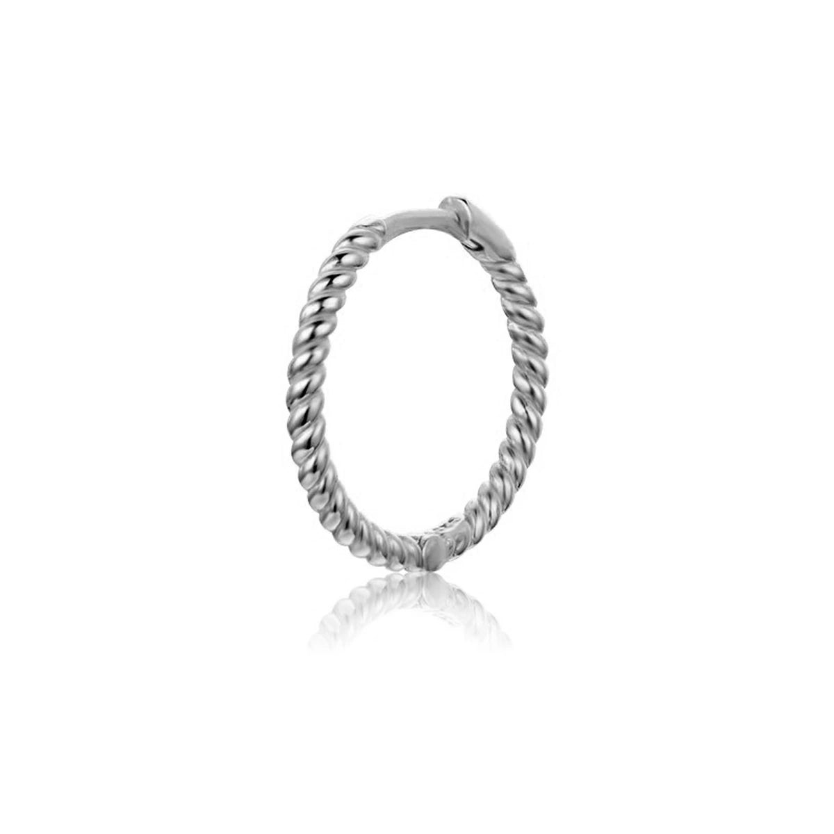 Aro Trenzado 15mm en plata, de frente con el aro completo