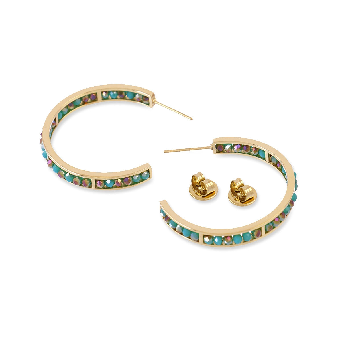 Detalle de los Aros Levity Sassy con cristales de colores