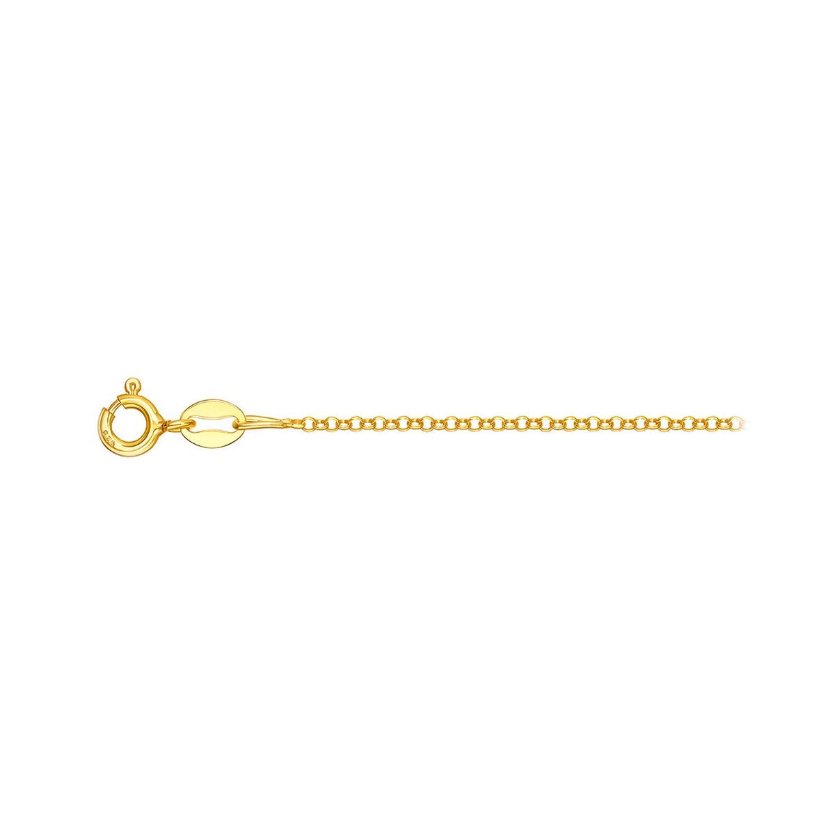 Cadena Rolo Fina de Plata 925 en dorado, con baño de oro 18K