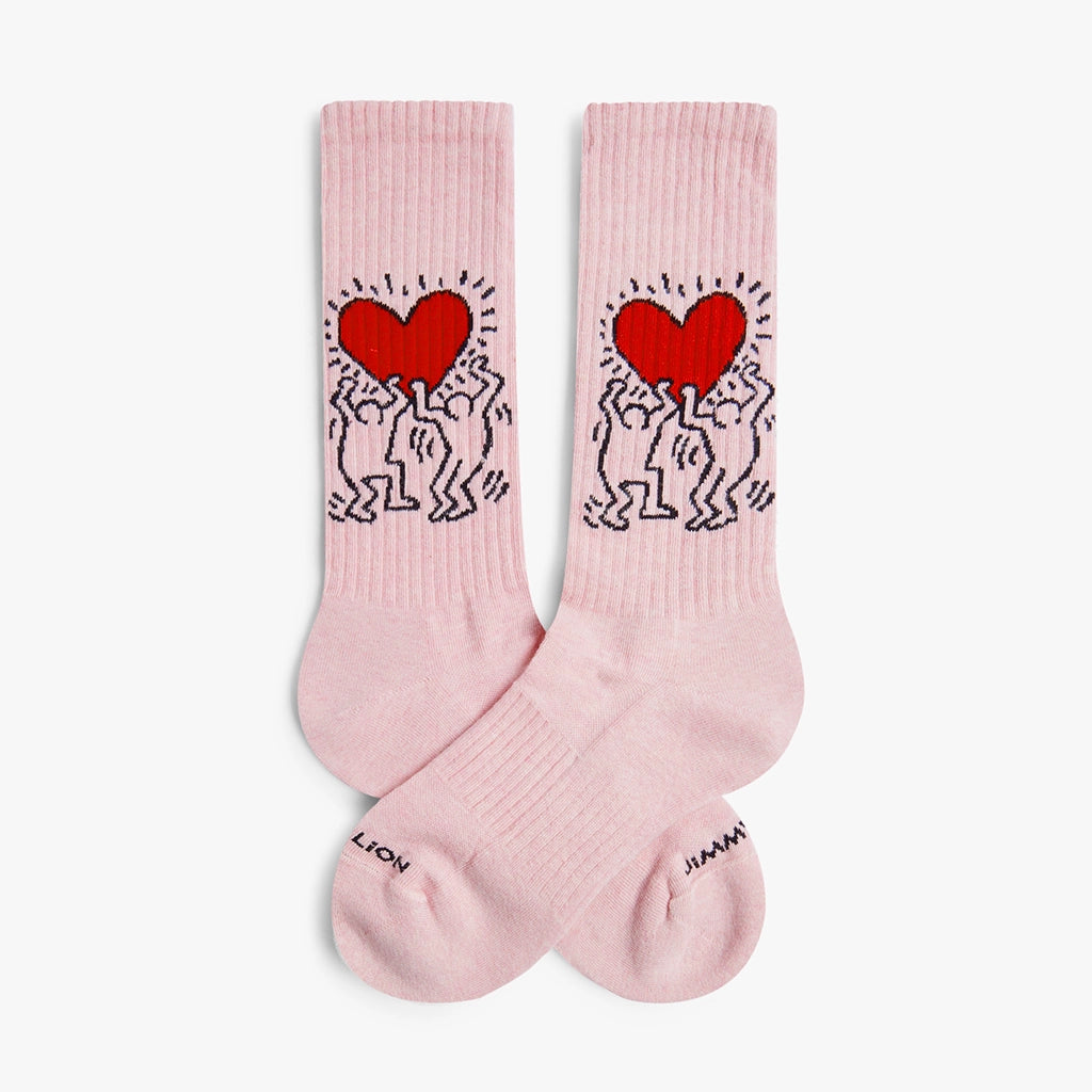 Calcetines Jimmy Lion Athletic Keith Haring Heart con diseño de corazón rojo icónico