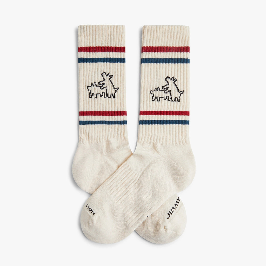 Calcetines Jimmy Lion Athletic Keith Two Dogs con diseño de perros icónicos de Keith Haring