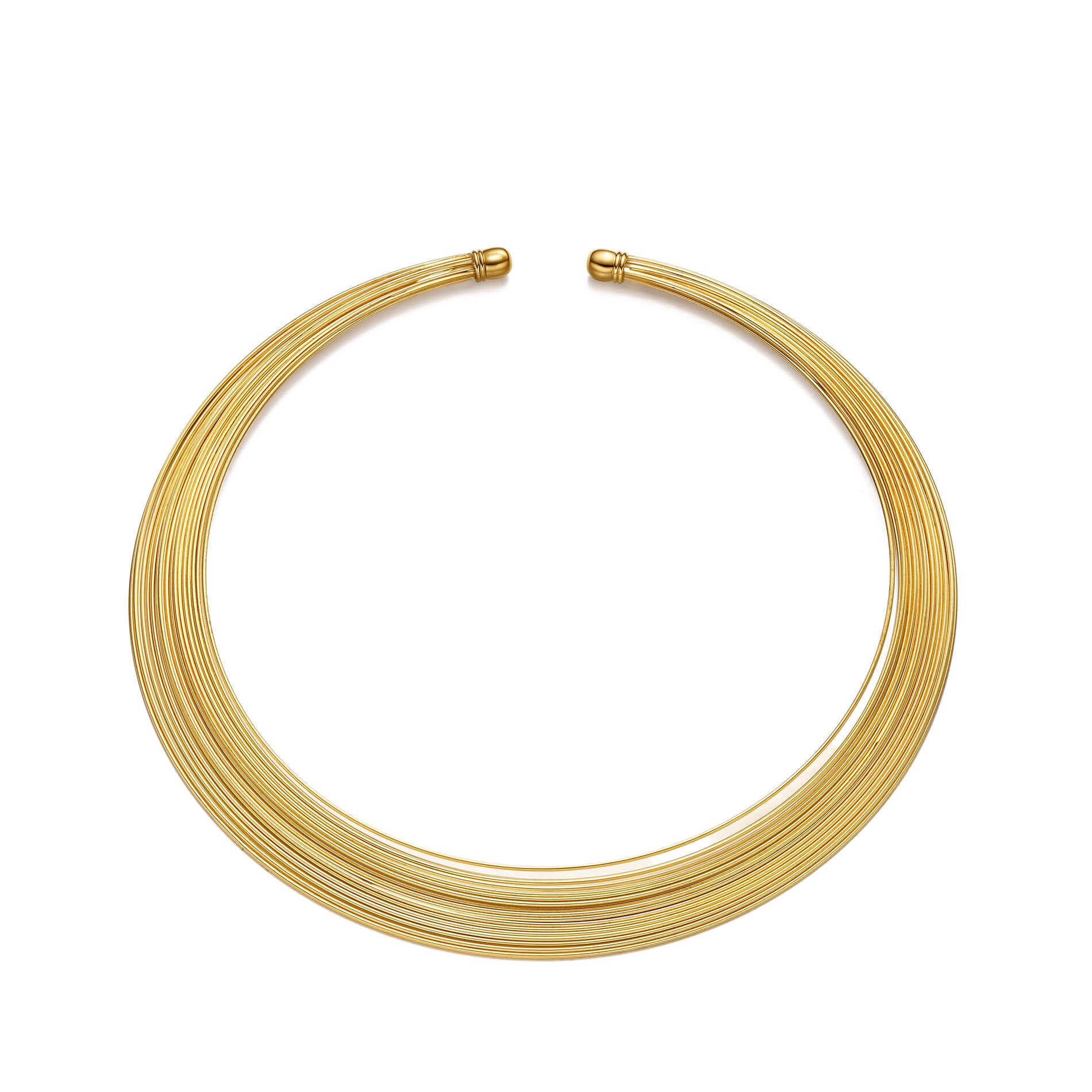 Choker Linea Dorado rígido con múltiples hilos finos y diseño minimalista elegante