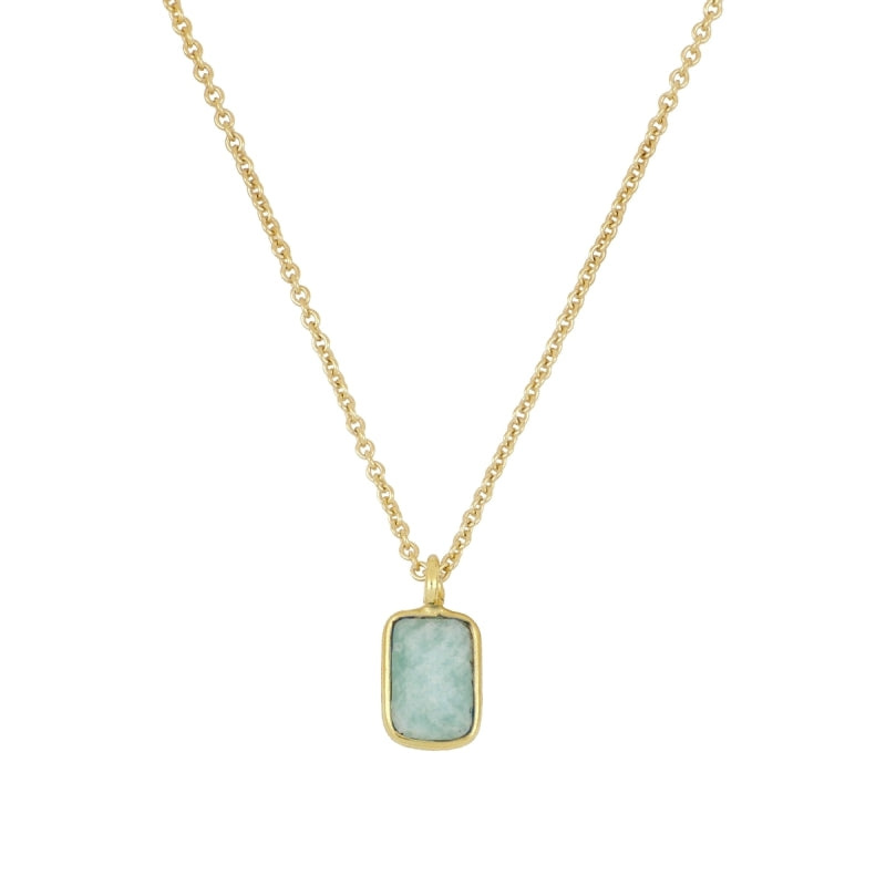 Collar Piedra Rectangular Mini de Plata 925 con amazonita