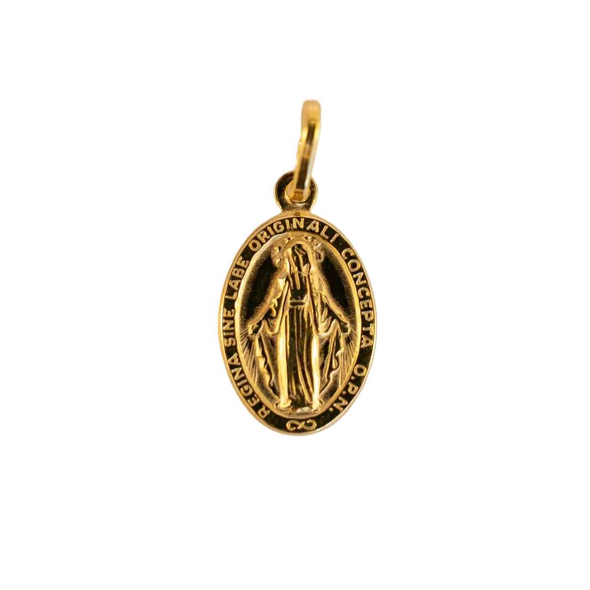 Colgante Virgen Milagrosa de plata bañada en oro, 16 x 11 mm