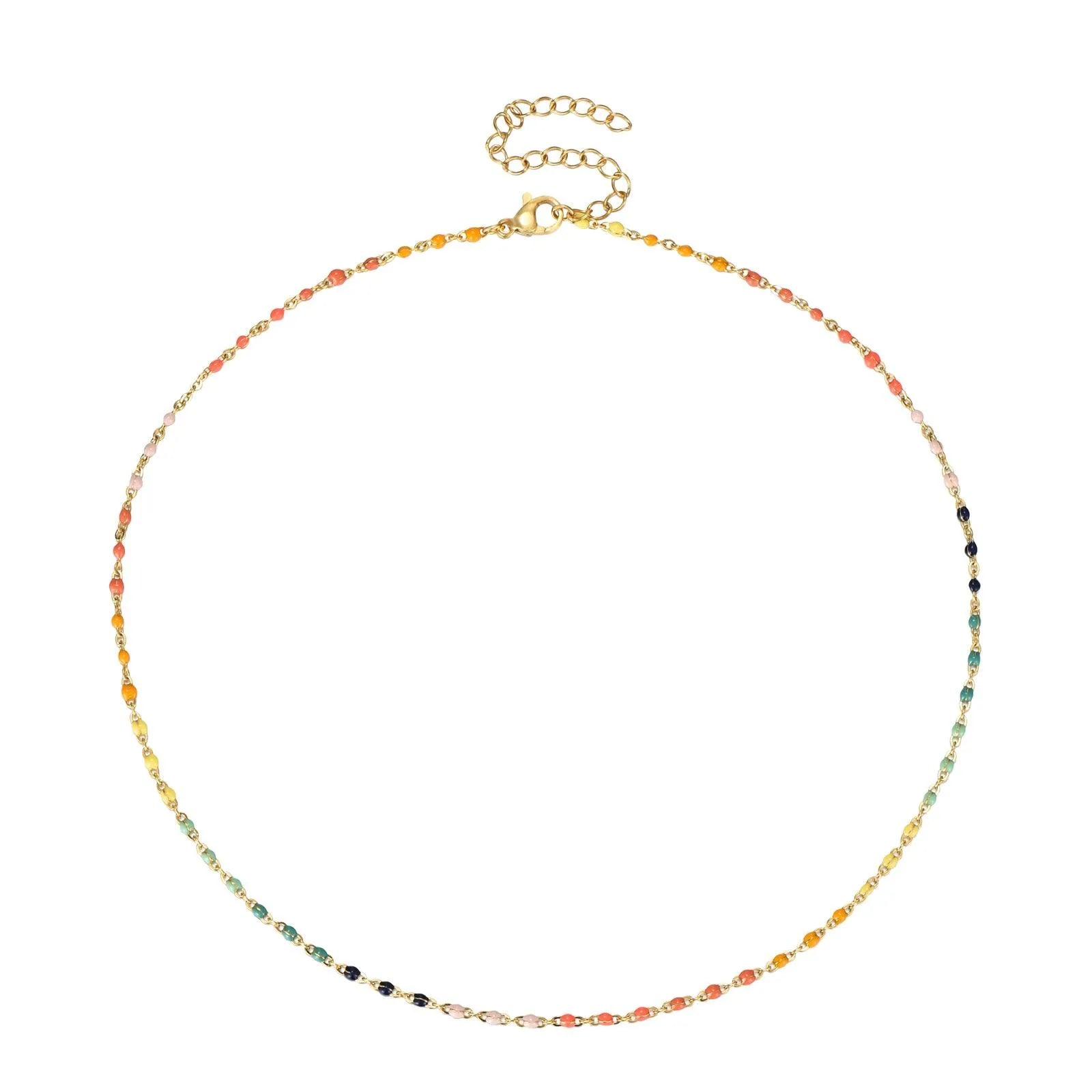 Collar de bolitas con esmalte de colores, diseño alegre y fino para aportar color al escote