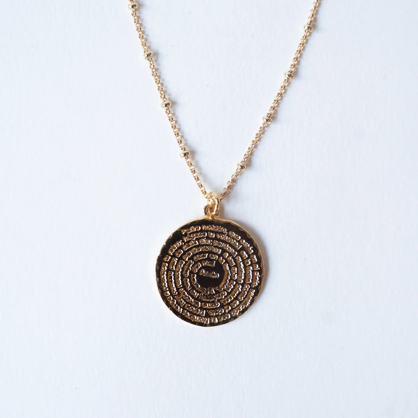 Collar Padre Nuestro PREGA colgante largo medalla dorada - Cobalto Accesorios Valencia
