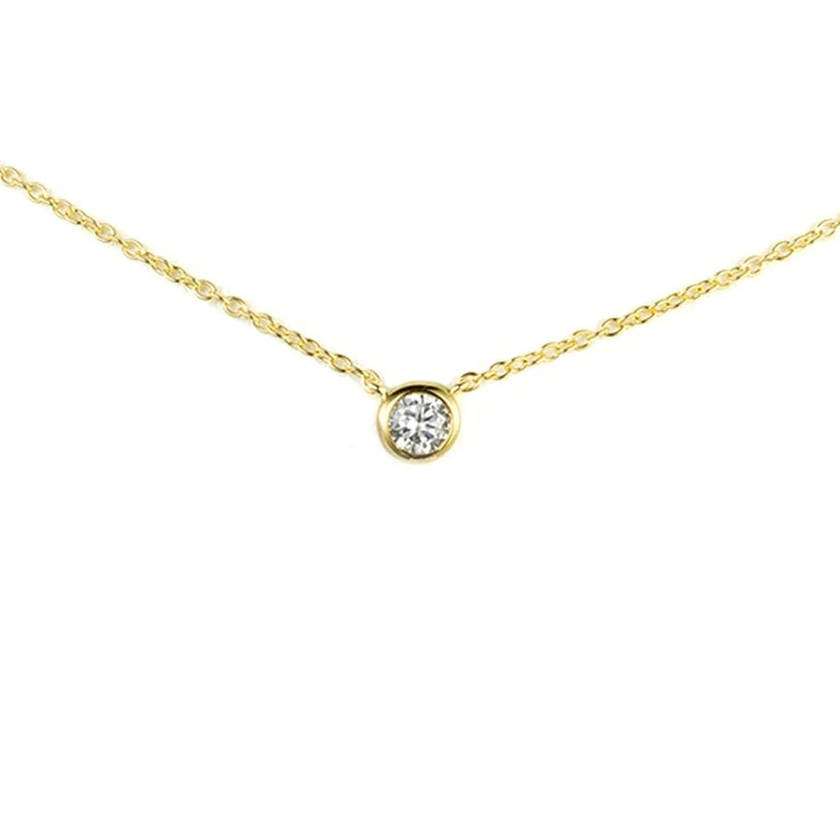 Collar Circonita Fija 6 mm de Plata 925 en dorado, detalle de la circonita