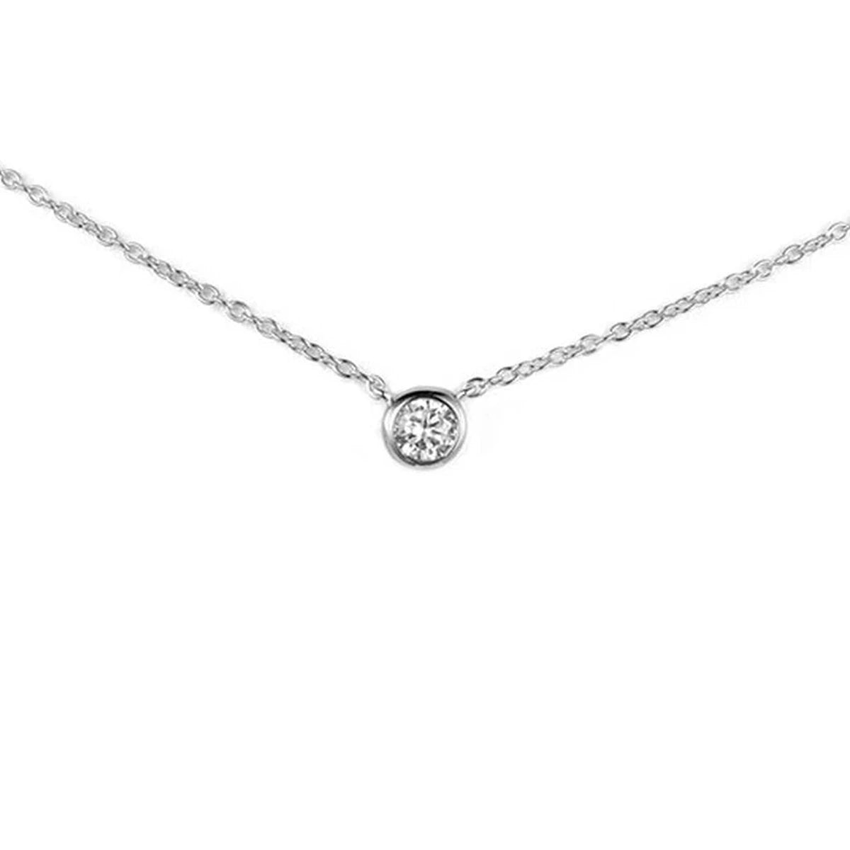 Collar Circonita Fija 6 mm de Plata 925 en plateado, detalle de la circonita