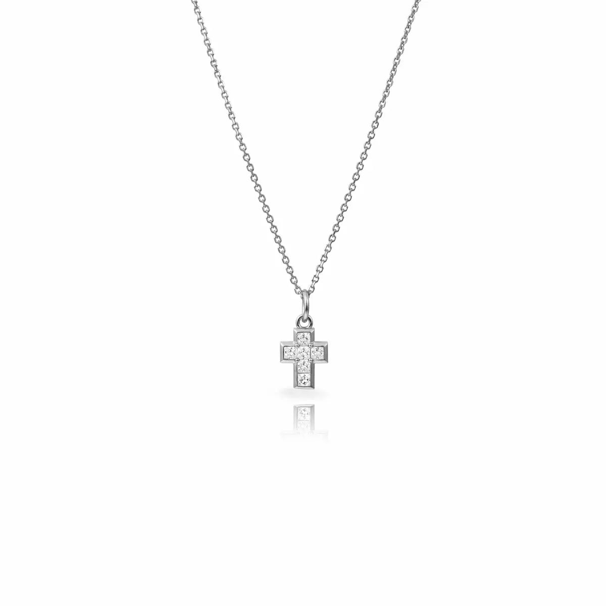 Collar Cruz plateado con circonitas blancas Cobalto Accesori