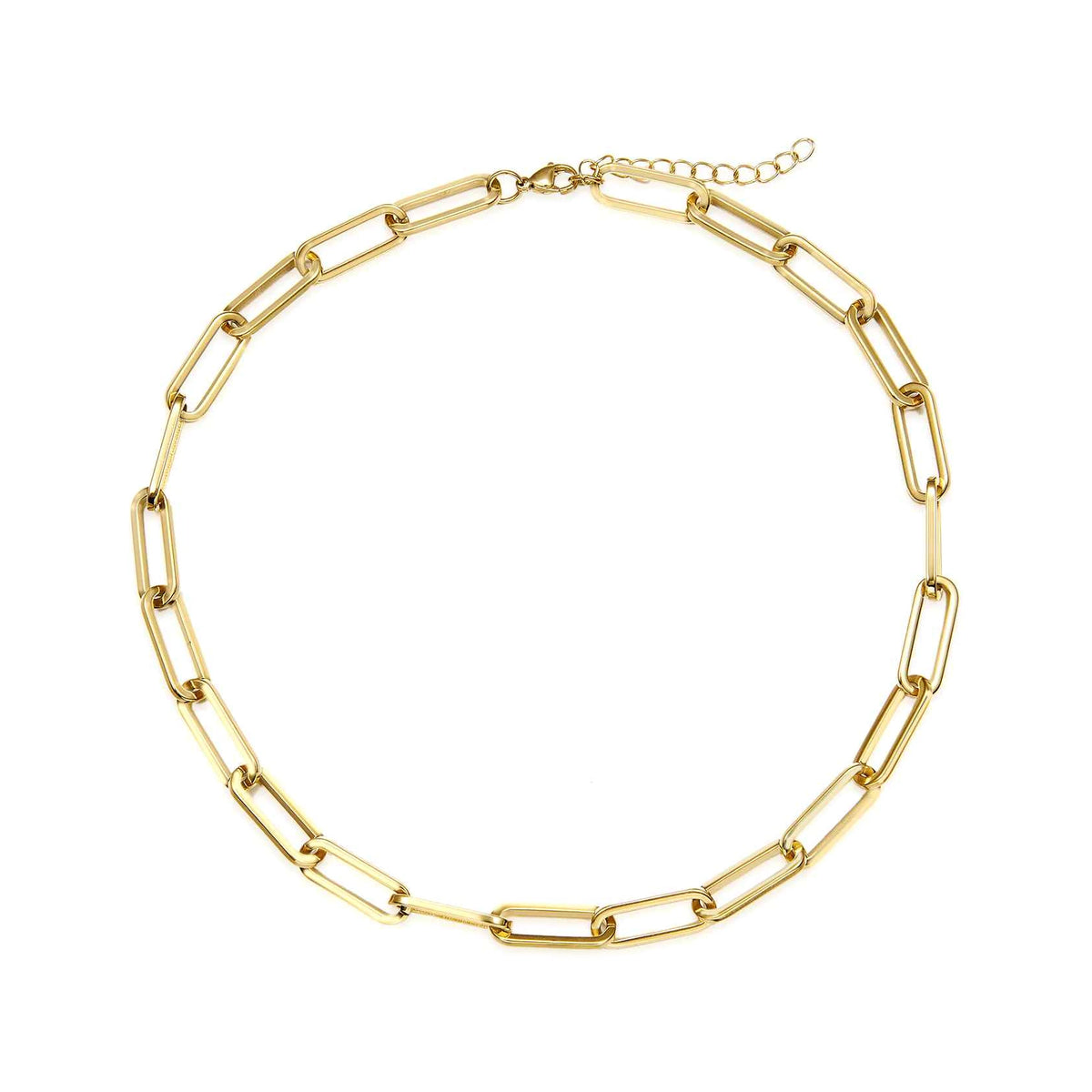 Cadena de Eslabones de 23 mm. - Acero en dorado, collar de eslabones rectangulares