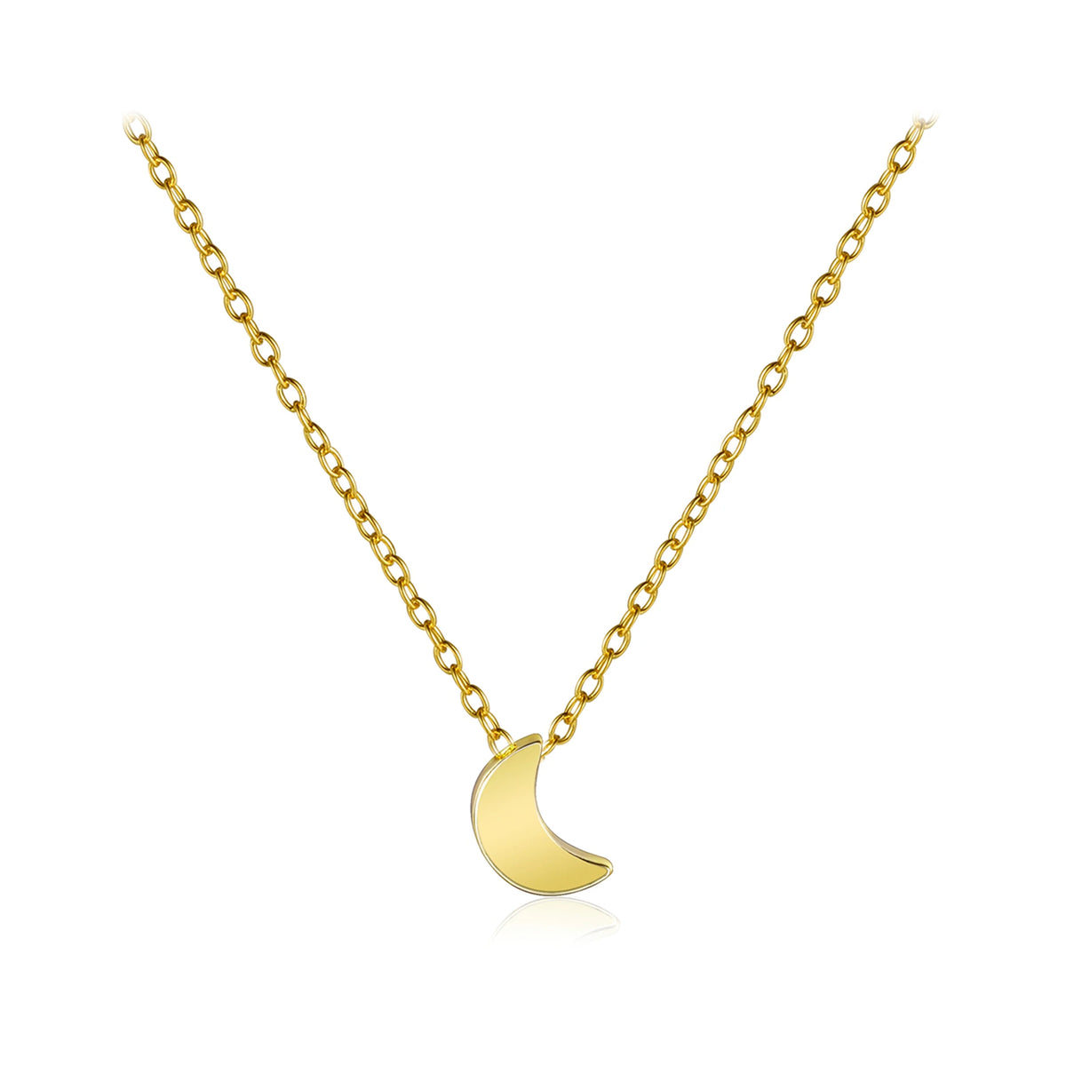 Collar Luna Pequeña en dorado, collar con luna creciente lisa