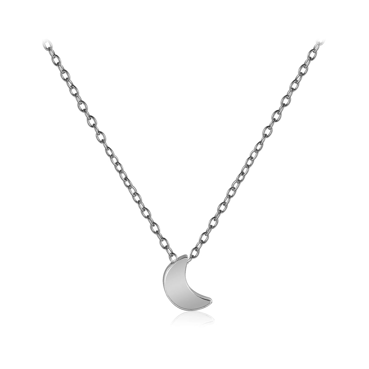 Collar Luna Pequeña en plata, collar con luna creciente lisa