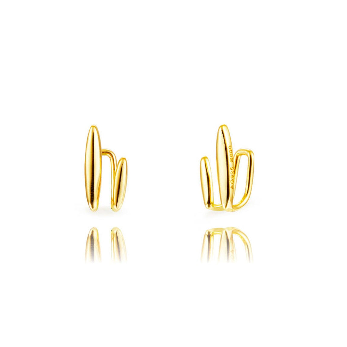 Ear cuff doble línea de plata de ley 925 con baño de oro 18K