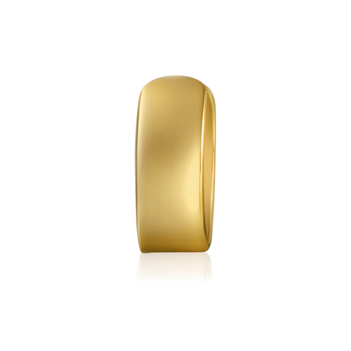 Ear Cuff Liso Ancho en dorado, de frente con banda lisa ancha