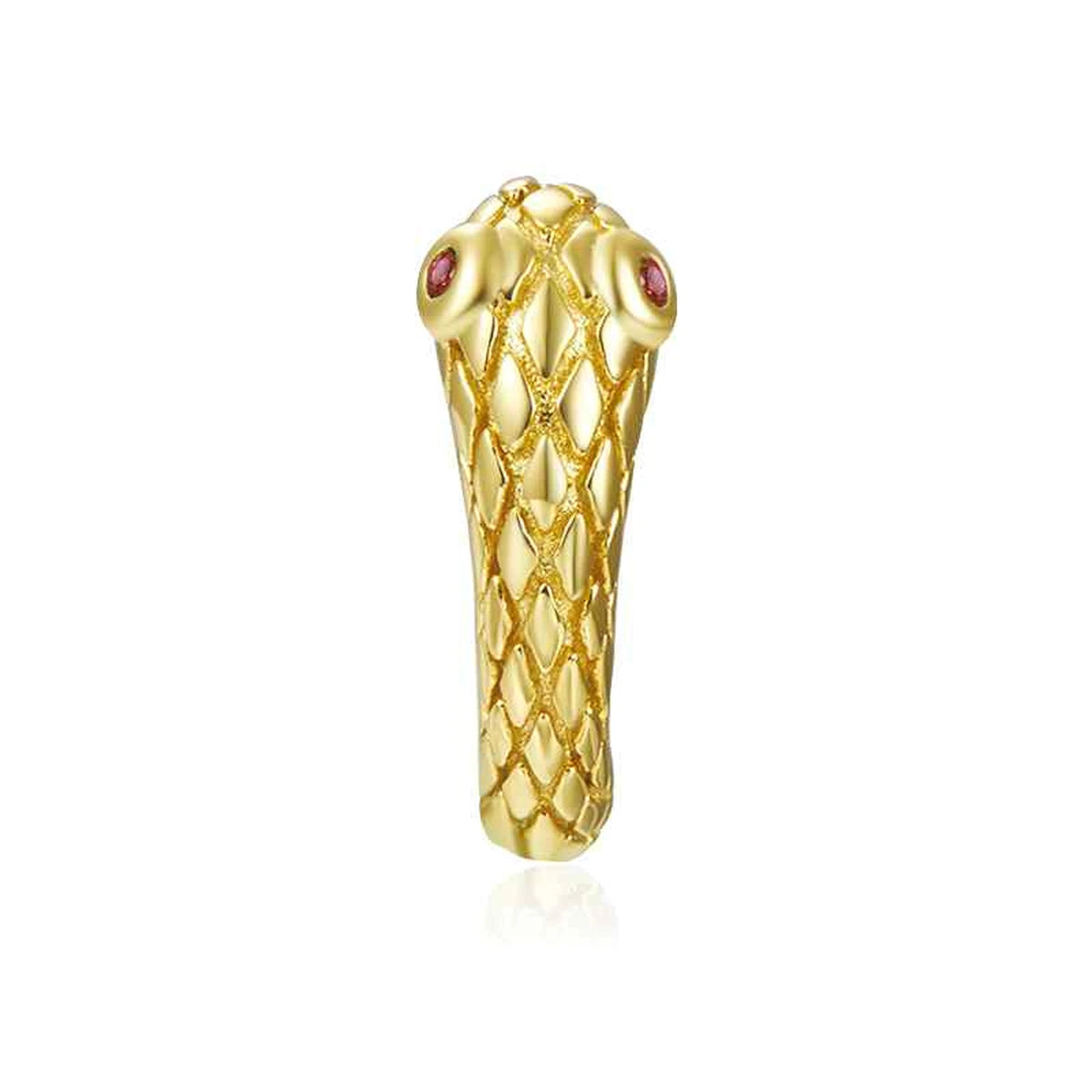 Ear Cuff Serpiente | Plata de Ley 925 en dorado, de frente con cabeza de serpiente