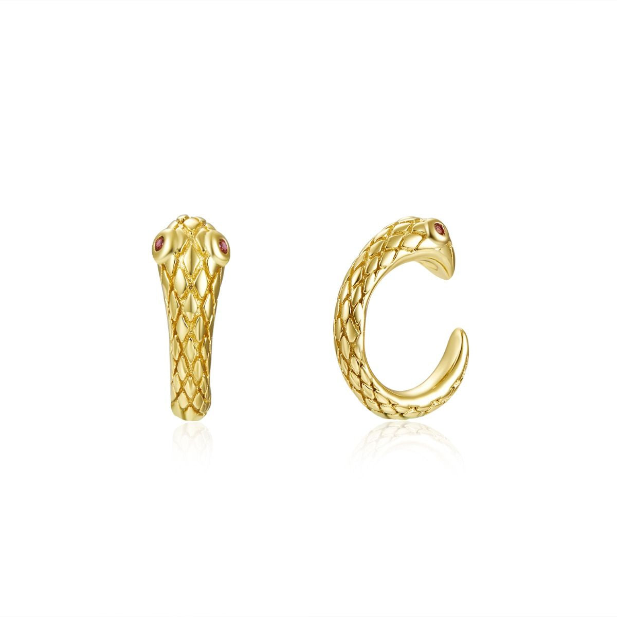 Ear cuff serpiente de plata de ley 925 con baño de oro 18k (unidad)
