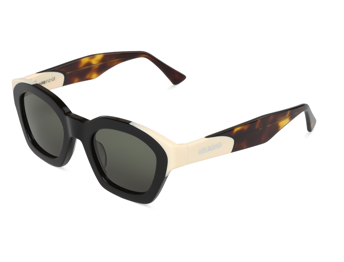 Gafas de sol Mr. Boho BARROSA Society en vista oblicua, mostrando montura y lentes