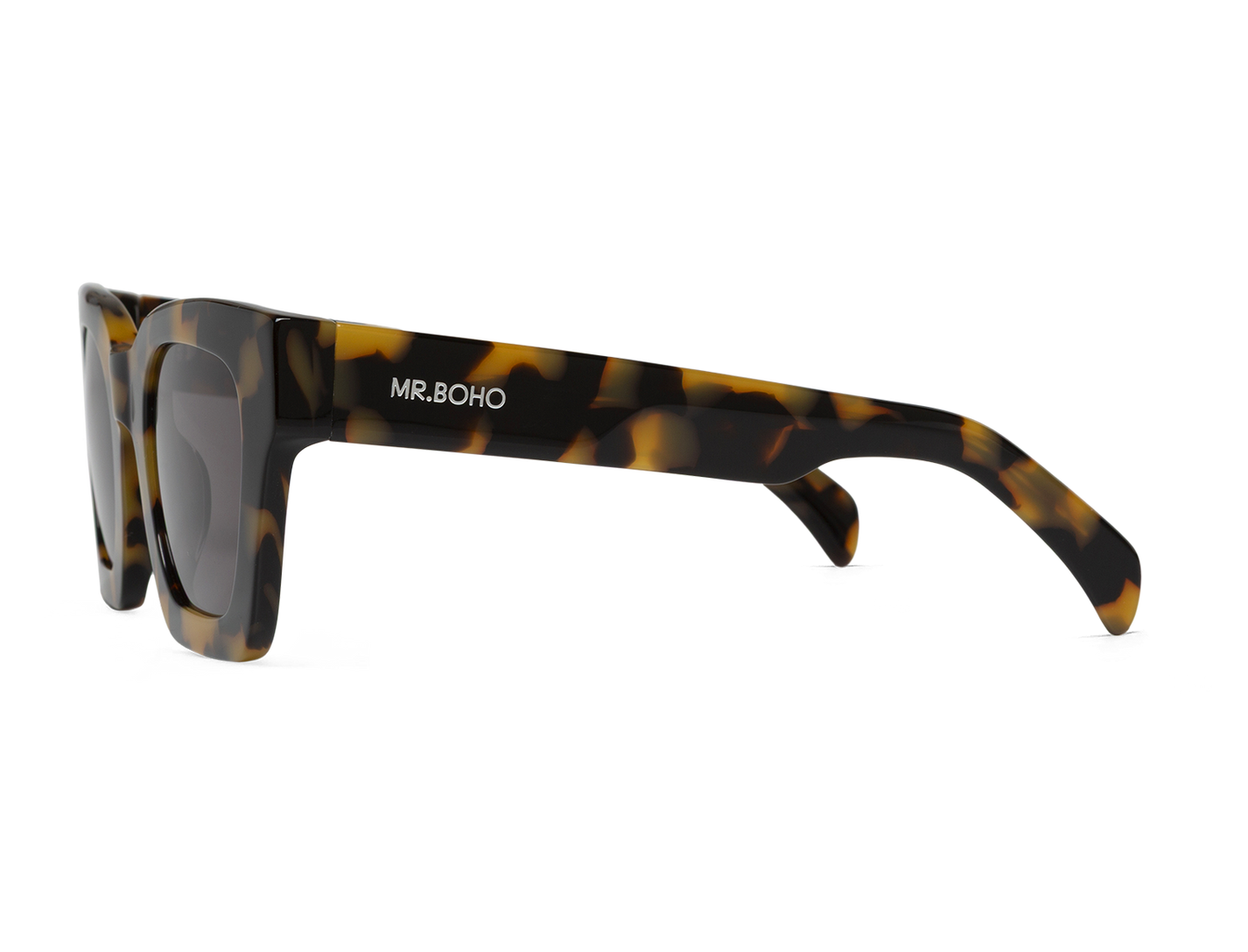 Gafas de sol Mr. Boho BONDI HC en vista lateral, detalle de la patilla y montura