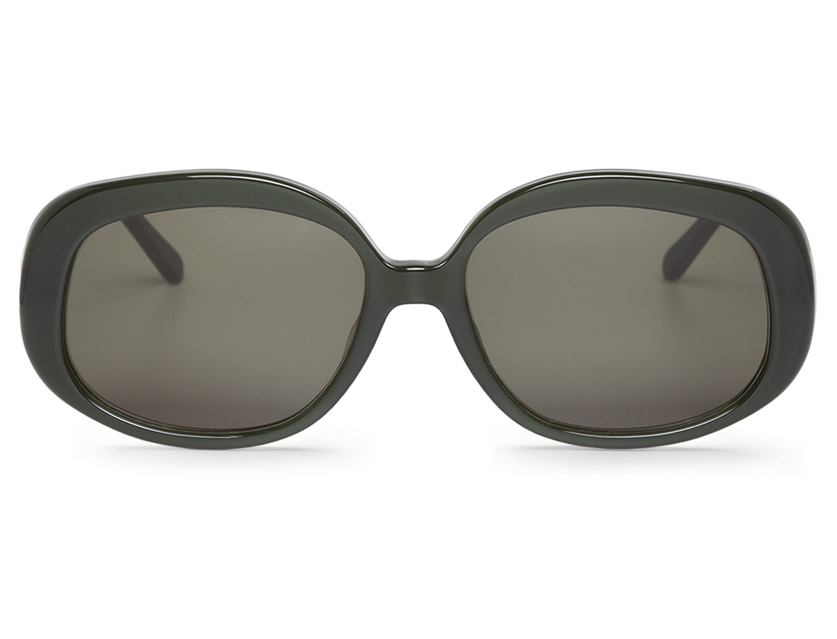 Gafas de sol Mr. Boho BORGER 27Degrees en vista frontal, montura verde oliva translúcida