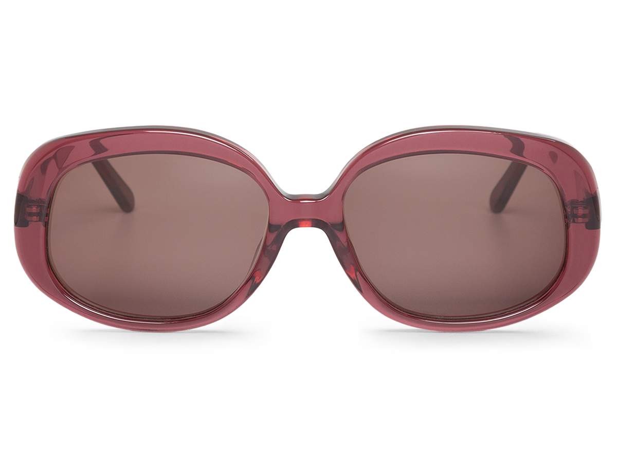 Gafas de sol Mr. Boho BORGER 43Degrees en vista frontal, montura rosa burdeos translúcida