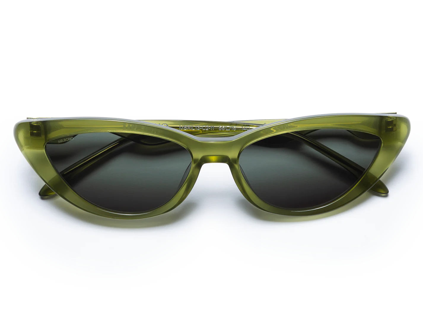 Gafas de sol Mr. Boho Cat Eye Green It's Lava – plegadas, vista cenital – Cobalto Accesorios