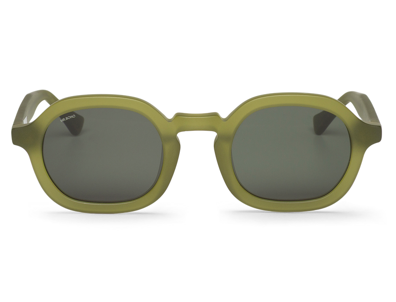 Gafas de sol Mr. Boho ELPATIO Matte Basil en vista frontal, montura verde mate