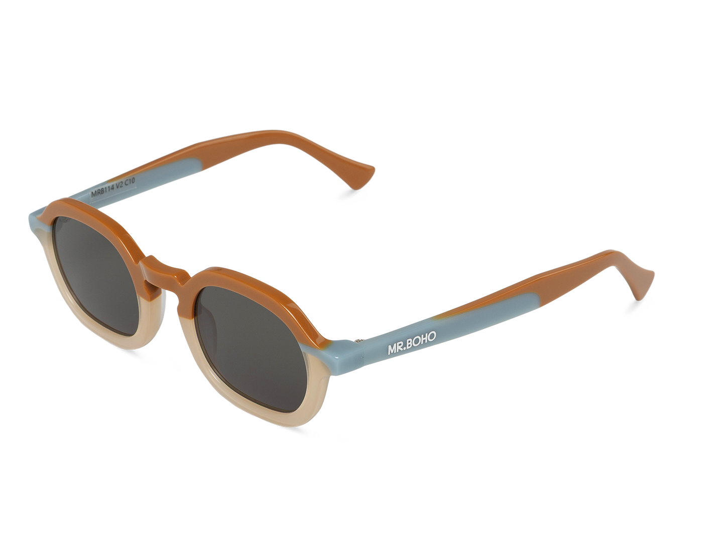 Gafas de sol Mr. Boho ELPATIO Memphis en vista oblicua, mostrando montura y lentes