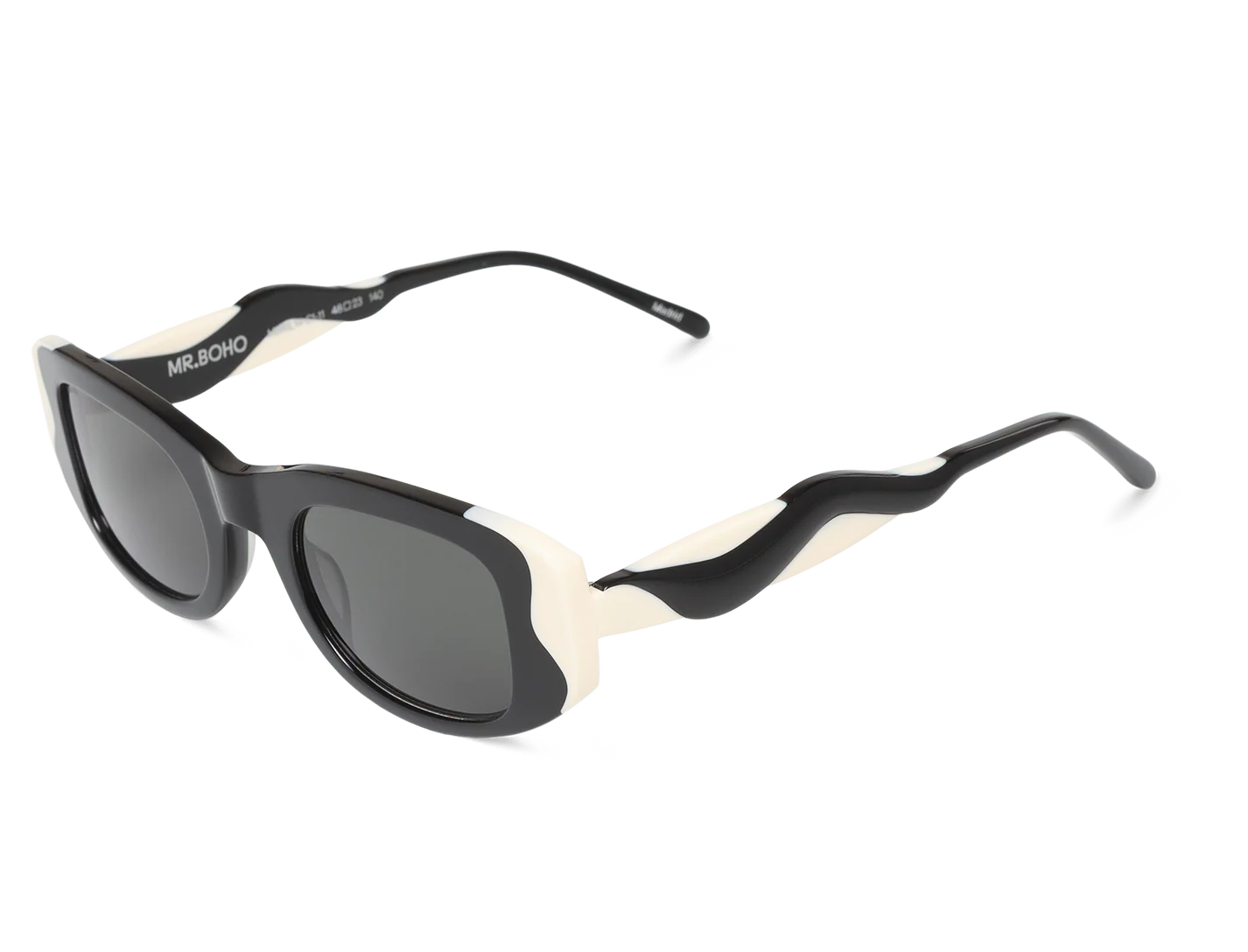 Gafas de sol Mr. Boho Wavy Black It's Lava – vista en perspectiva 3/4 – Cobalto Accesorios