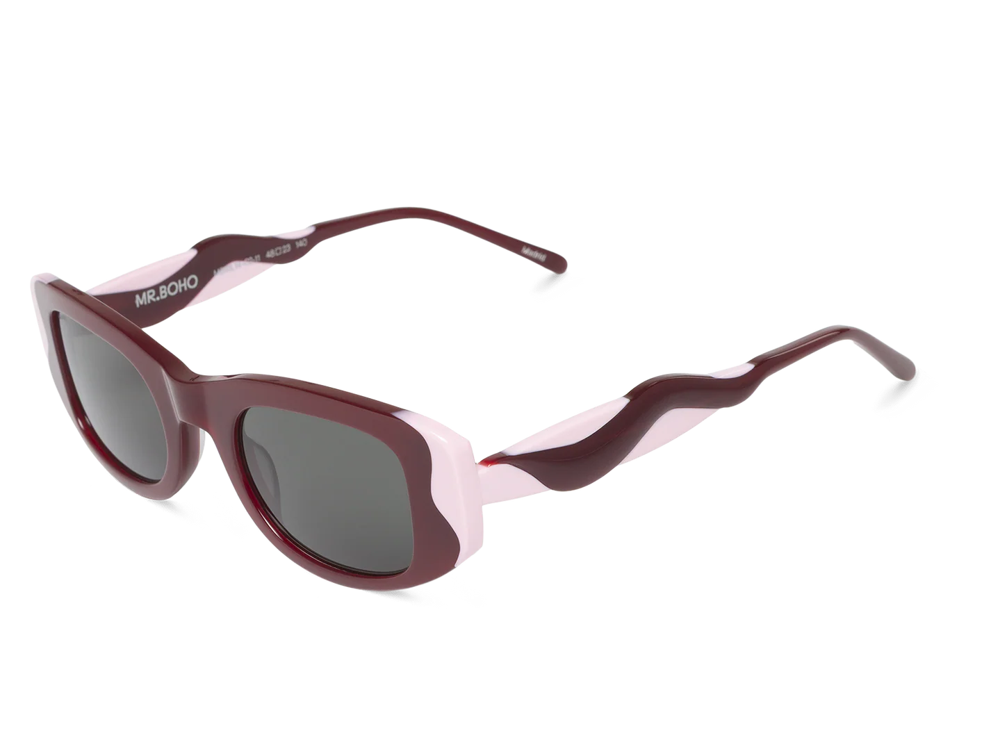 Gafas de sol Mr. Boho Wavy Garnet It's Lava – vista en perspectiva 3/4 – Cobalto Accesorios