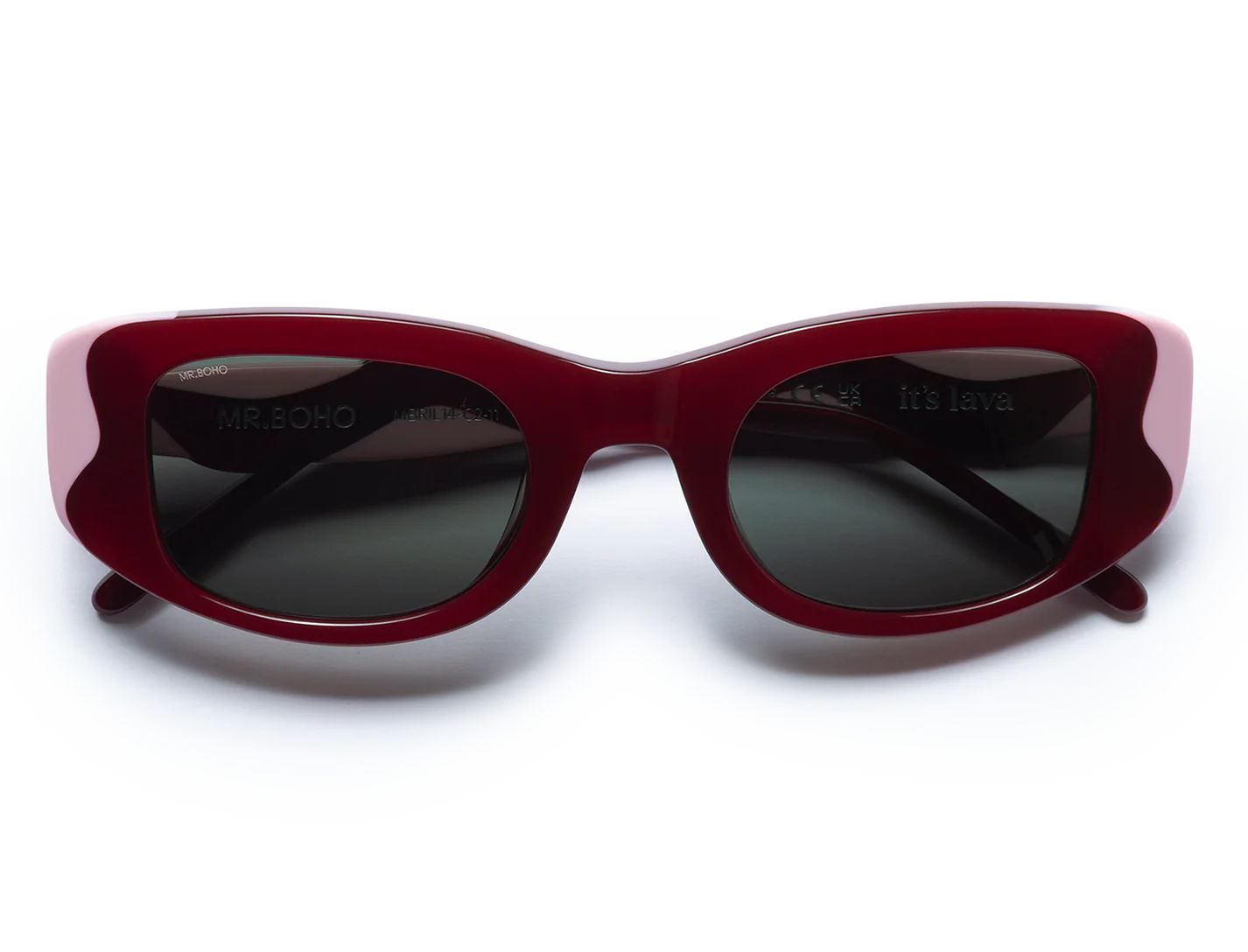 Gafas de sol Mr. Boho Wavy Garnet It's Lava – plegadas, vista cenital – Cobalto Accesorios