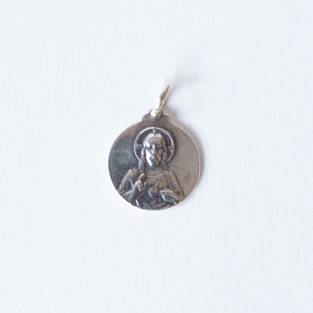 Medalla Escapulario Sagrado Corazón 16 mm plata de ley 925 - Cobalto Accesorios Valencia