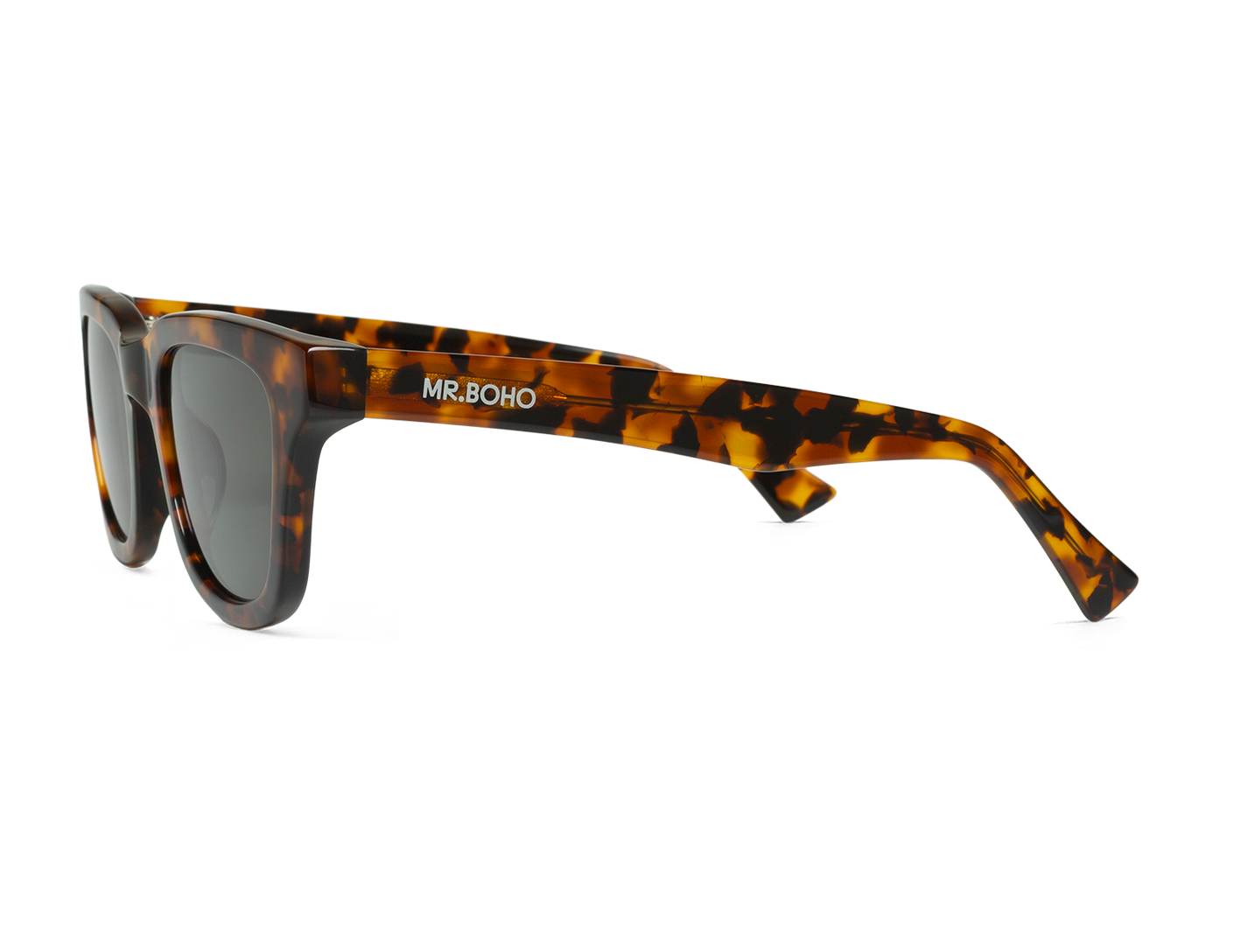 Vista lateral de gafas Mr. Boho COLOMBIER Cheetah con varilla de acetato estampada