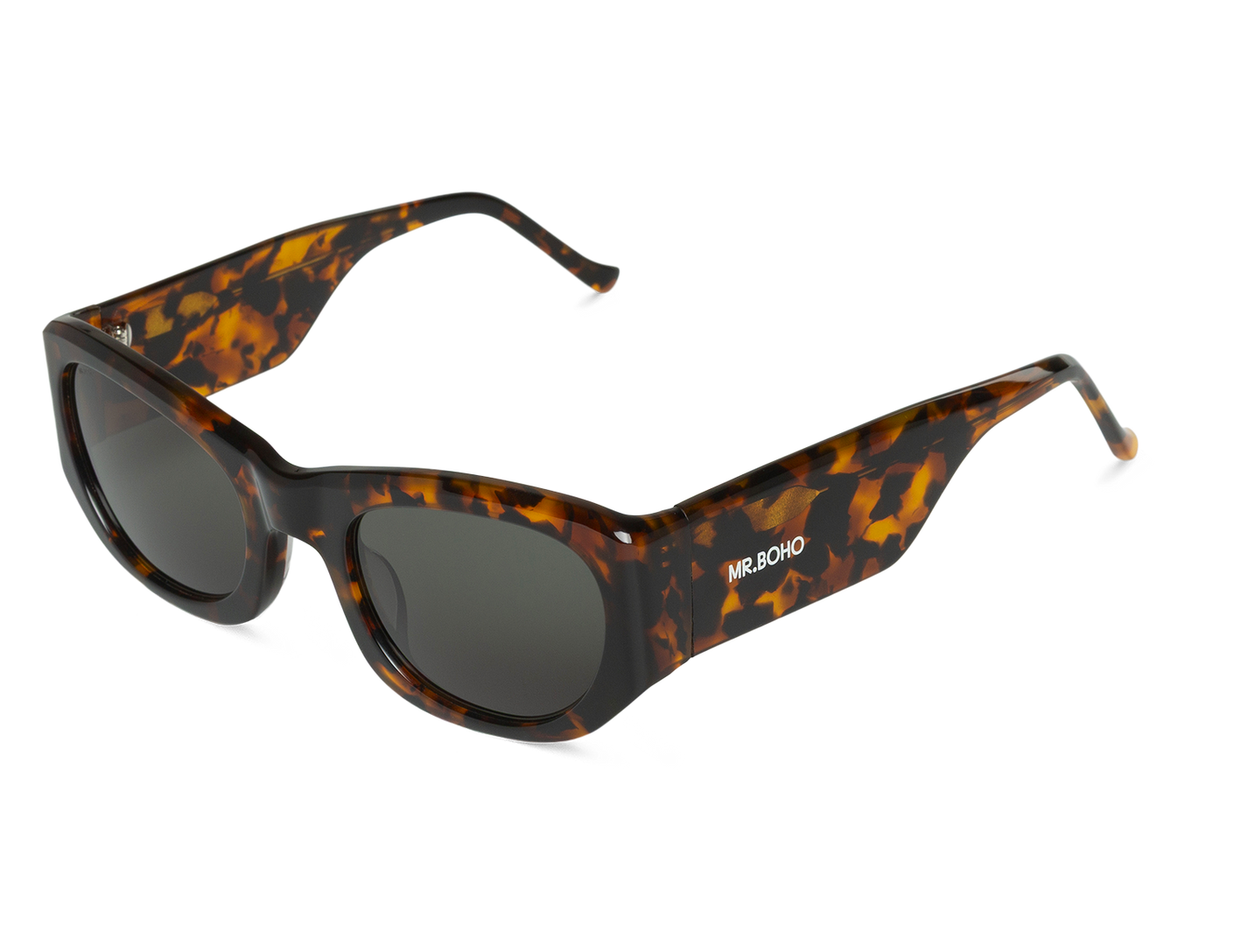 Vista oblicua de gafas Mr. Boho CORON Cheetah con montura de estilo animal