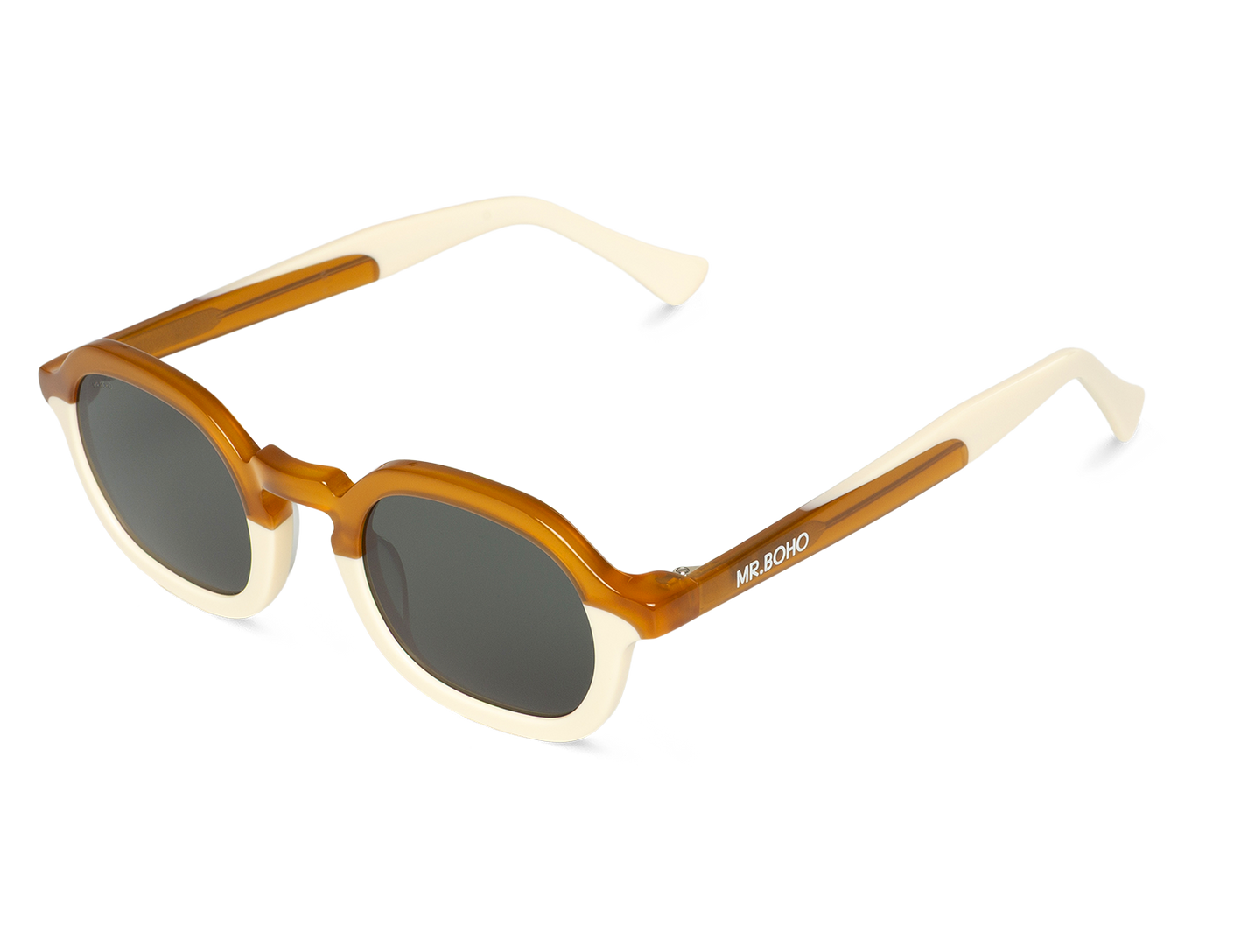 Gafas de sol Mr. Boho ELPATIO Achacha vista oblicua con montura bicolor en caramelo y crema