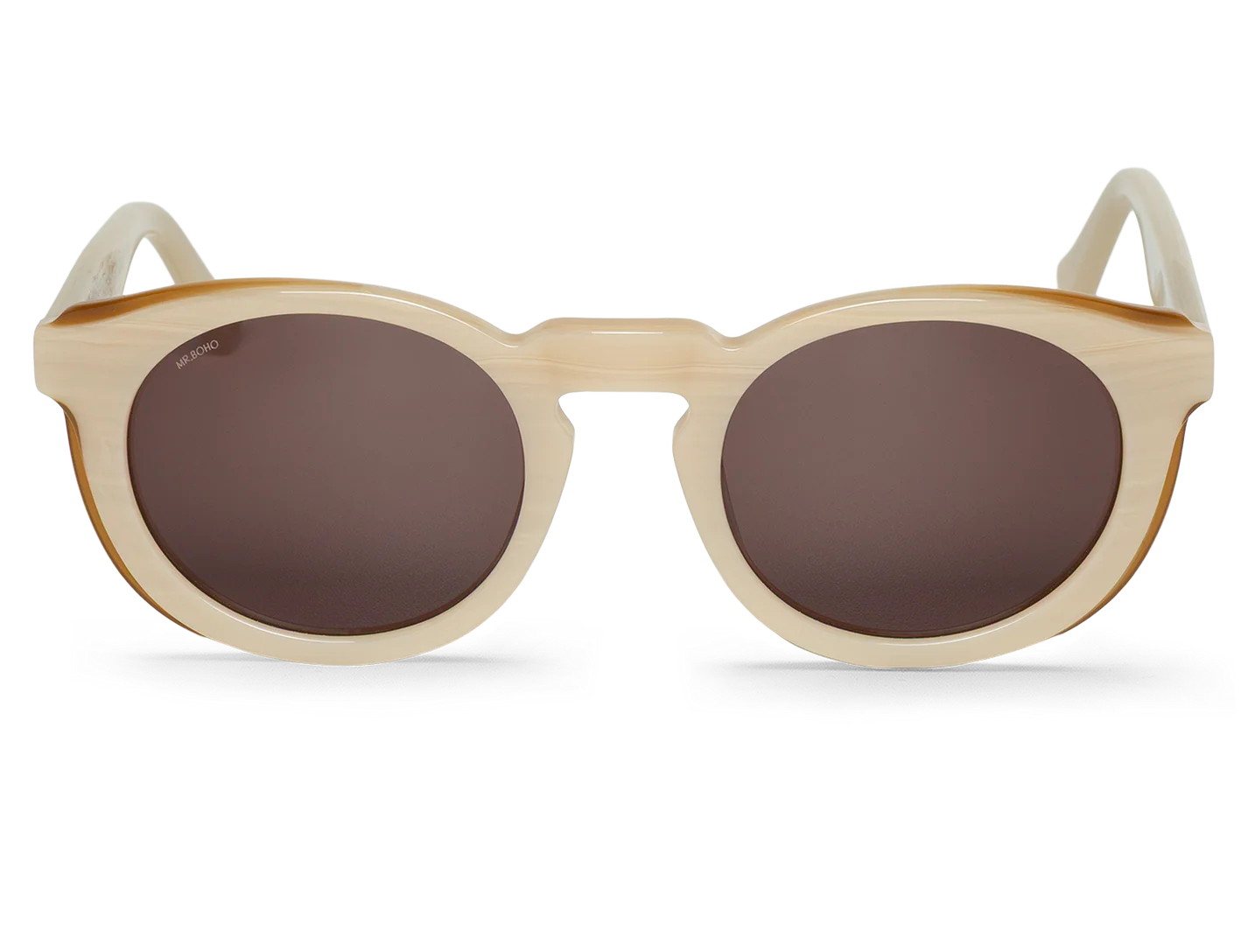 Gafas de sol Mr. Boho JORDAAN Daydream vista frontal en beige crema translúcido con lentes marrones